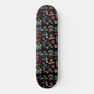 Vintages Tattoo-Gemustert Skateboard