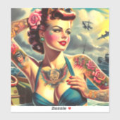 Vintages tattooides Button Aufkleber (Blatt)