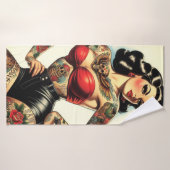 Vintages tattooides Button Badehandtuch (Badehandtuch)