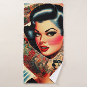 Vintages tattooides Button Badehandtuch (Badehandtuch)