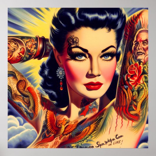 Vintages tattooides Button Poster (Vorne)