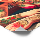 Vintages tattooides Button Poster (Ecke)