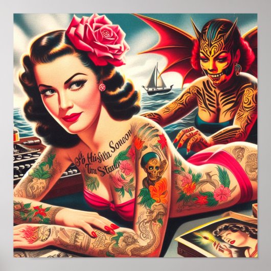 Vintages tattooides Button Poster (Vorne)