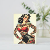 Vintages tattooides Button Postkarte (Stehend Vorderseite)