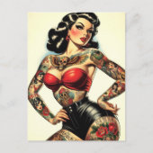 Vintages tattooides Button Postkarte (Vorderseite)