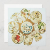 Vintages Tea-Party für Kinder Einladung (Vorne/Hinten)