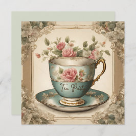 Vintages TeaCup Blumenkohl Brautparty Party Einladung