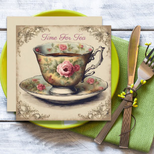 Vintages TeaCup Blumenkohl Brautparty Party Einladung