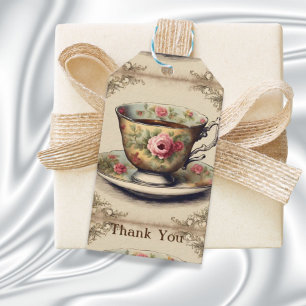 Vintages TeaCup Blumenkohl Brautparty Party Geschenkanhänger