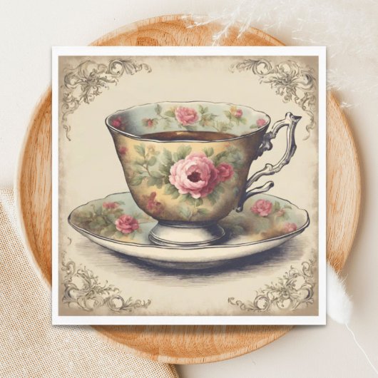 Vintages TeaCup Blumenkohl Brautparty Party Serviette