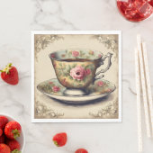 Vintages TeaCup Blumenkohl Brautparty Party Serviette (Beispiel)
