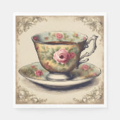 Vintages TeaCup Blumenkohl Brautparty Party Serviette (Vorderseite)