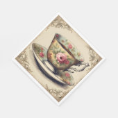 Vintages TeaCup Blumenkohl Brautparty Party Serviette (Ecke)