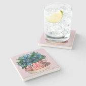 VINTAGES TEACUP MIT BLUME STONE UNTERSETZER (Seitenansicht)