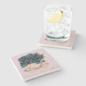 VINTAGES TEACUP MIT BLUME STONE UNTERSETZER (Seitenansicht)