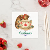 Vintages Teacup und Kitten Poster für den Londoner Serviette (Beispiel)