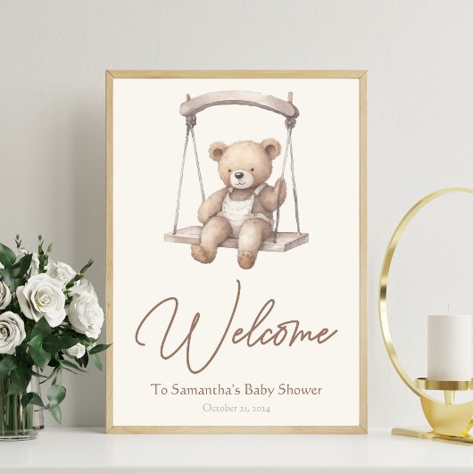 Vintages Teddy Bear Baby Dusche Party Begrüßungsze Poster