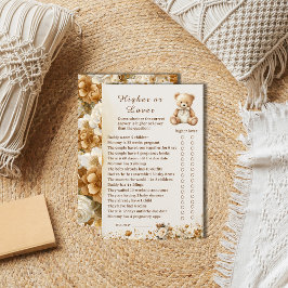 Vintages Teddy Bear Higher Lower Baby Shower Game