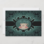 Vintages Tee-Party aus Walddamast Einladung (Vorderseite)