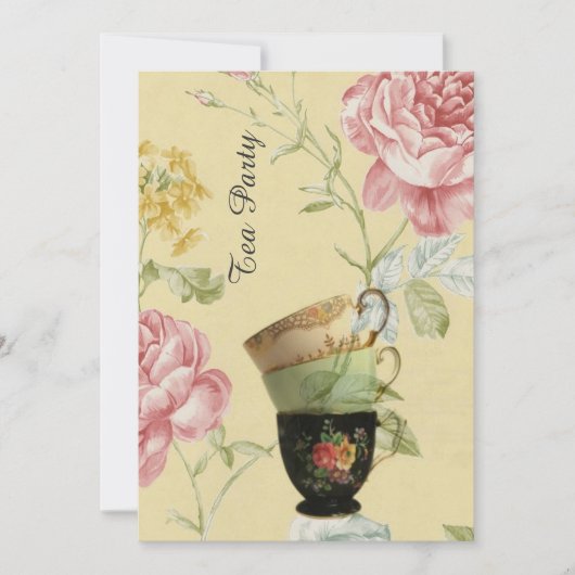 Vintages Tee-Party des eleganten Teacupfrühlinges Einladung (Vorderseite)