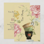 Vintages Tee-Party des eleganten Teacupfrühlinges Einladung (Vorne/Hinten)