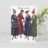 Vintages Tee-Party Einladung (Stehend Vorderseite)