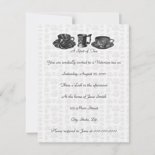Vintages Tee-Party Einladung (Rückseite)