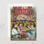 Vintages Tee-Party Einladungspostkarte (Vorne/Hinten)