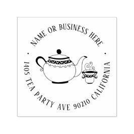 Vintages Tee-Party Firmenname und Rücksendeadresse Permastempel