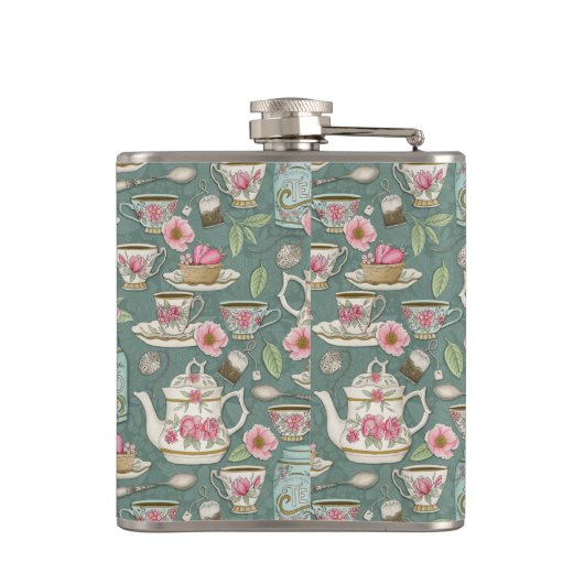 Vintages Tee-Party Flachmann (Rückseite)