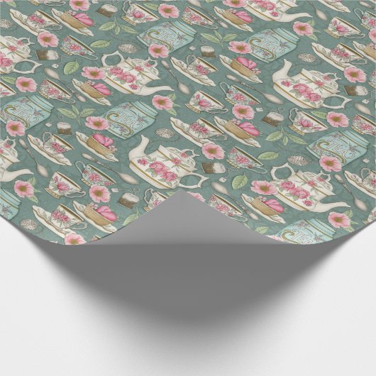 Vintages Tee-Party Geschenkpapier (Ecke)