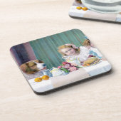 Vintages Tee-Party Getränkeuntersetzer (Linke Seite)