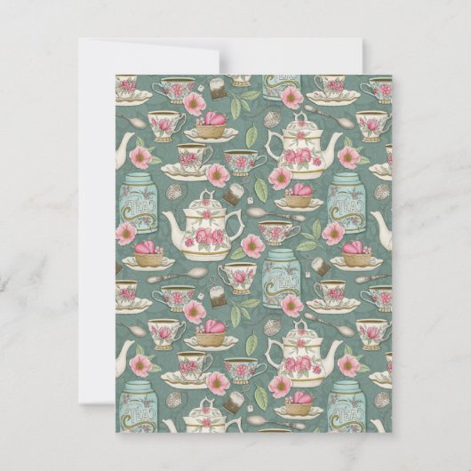 Vintages Tee-Party Mitteilungskarte (Rückseite)