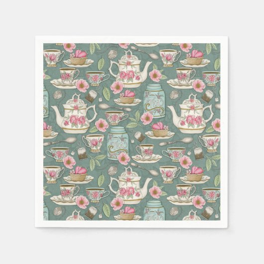 Vintages Tee-Party Serviette (Vorderseite)