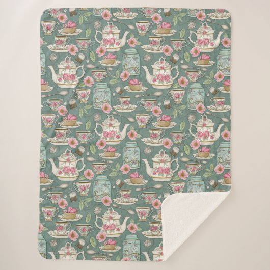 Vintages Tee-Party Sherpadecke (Vorderseite)