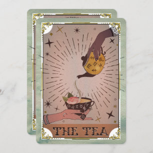 Vintages Tee & Tarot Witchy Kettle Geburtstagspart Einladung