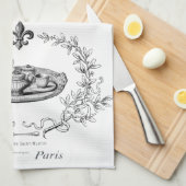 Vintages Teetuch Paris Teaset Handtuch (Viertel Falte)