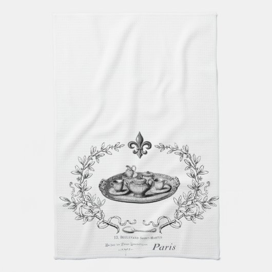 Vintages Teetuch Paris Teaset Handtuch (Vertikal)