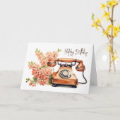 Vintages Telefon mit Blume Karte (Gelbe Blume)