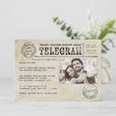Vintages Telegramm Altes Save the Date Foto Ankündigung (Stehend Vorderseite)