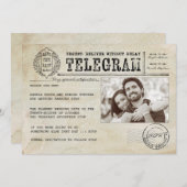 Vintages Telegramm Altes Save the Date Foto Ankündigung (Vorne/Hinten)