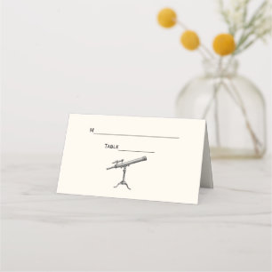 Vintages Telescope Place Escort Card Elfenbeinküst Platzkarte