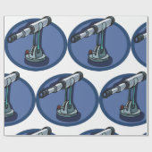 Vintages Teleskop Astronomie-Enthusiast Stargazing Geschenkpapier (Flach)
