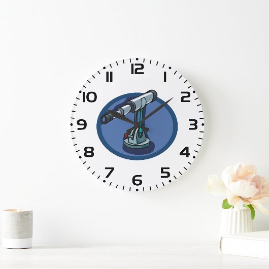 Vintages Teleskop Astronomie-Enthusiast Stargazing Große Wanduhr