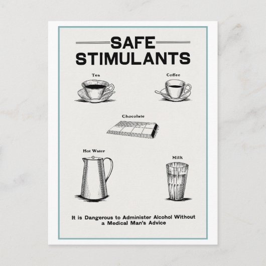 Vintages Temperance-Poster "Safe Stimulans" Postkarte (Vorderseite)
