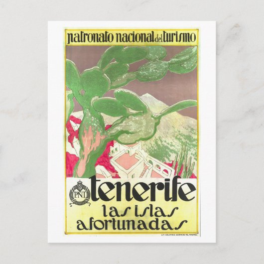Vintages Teneriffa-Reiseplakat Postkarte (Vorderseite)