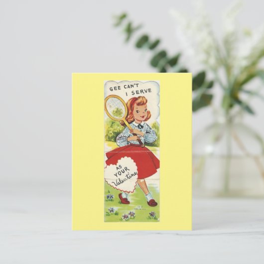 Vintages Tennis Feiertagspostkarte (Stehend Vorderseite)