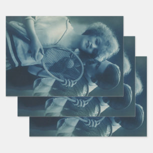 Vintages Tennis, Liebe und Romantik Geschenkpapier Set