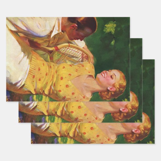 Vintages Tennis, Liebe und Romantik Geschenkpapier Set (Set)