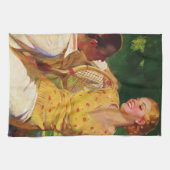 Vintages Tennis, Liebe und Romantik Geschirrtuch (Horizontal)